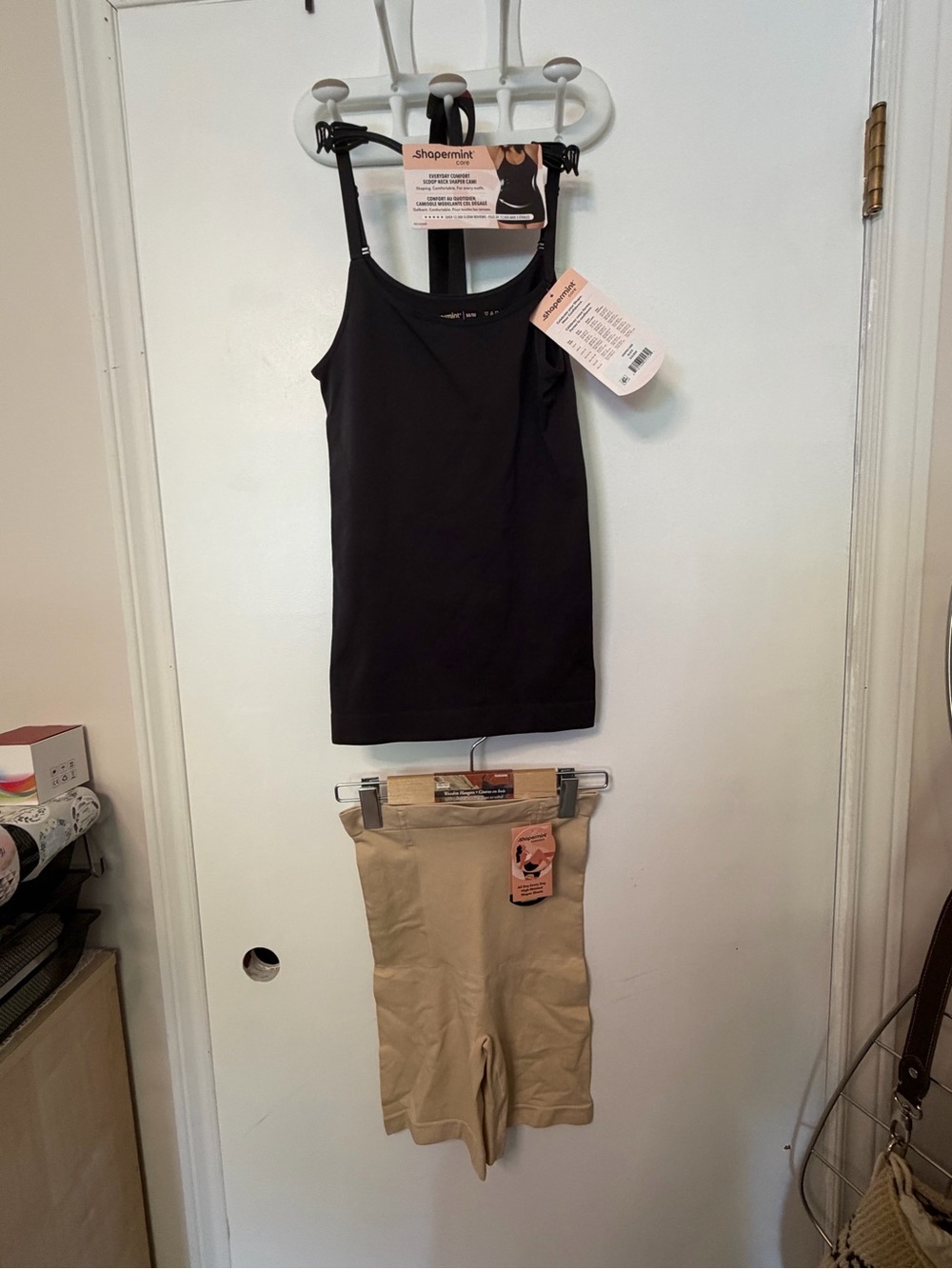 Shapermint Black Tank and Tan Shaping Shorts Set